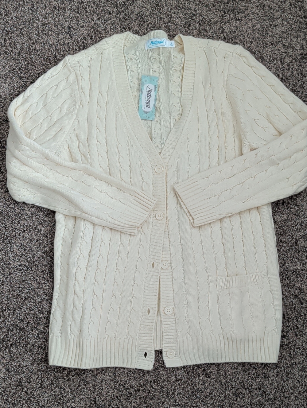 Cream Cable Knit Button Cardigan